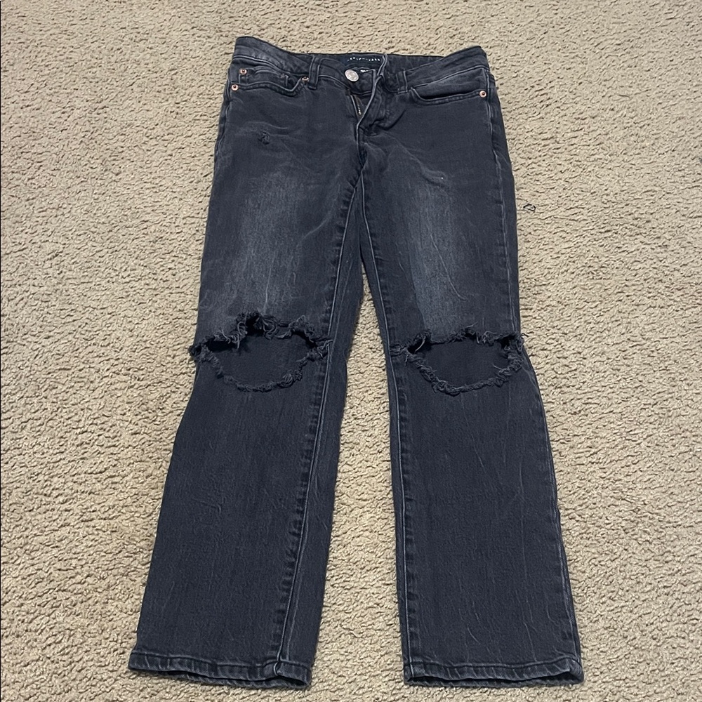 Aeropostale Black Distressed Flare Jeans